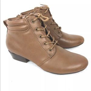 Yuu TANDEM 5.5 cognac brown lace up ankle booties